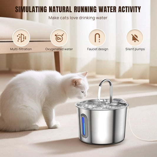 RestEase™ Stainless Steel Wired Pet Fountain 2.2L