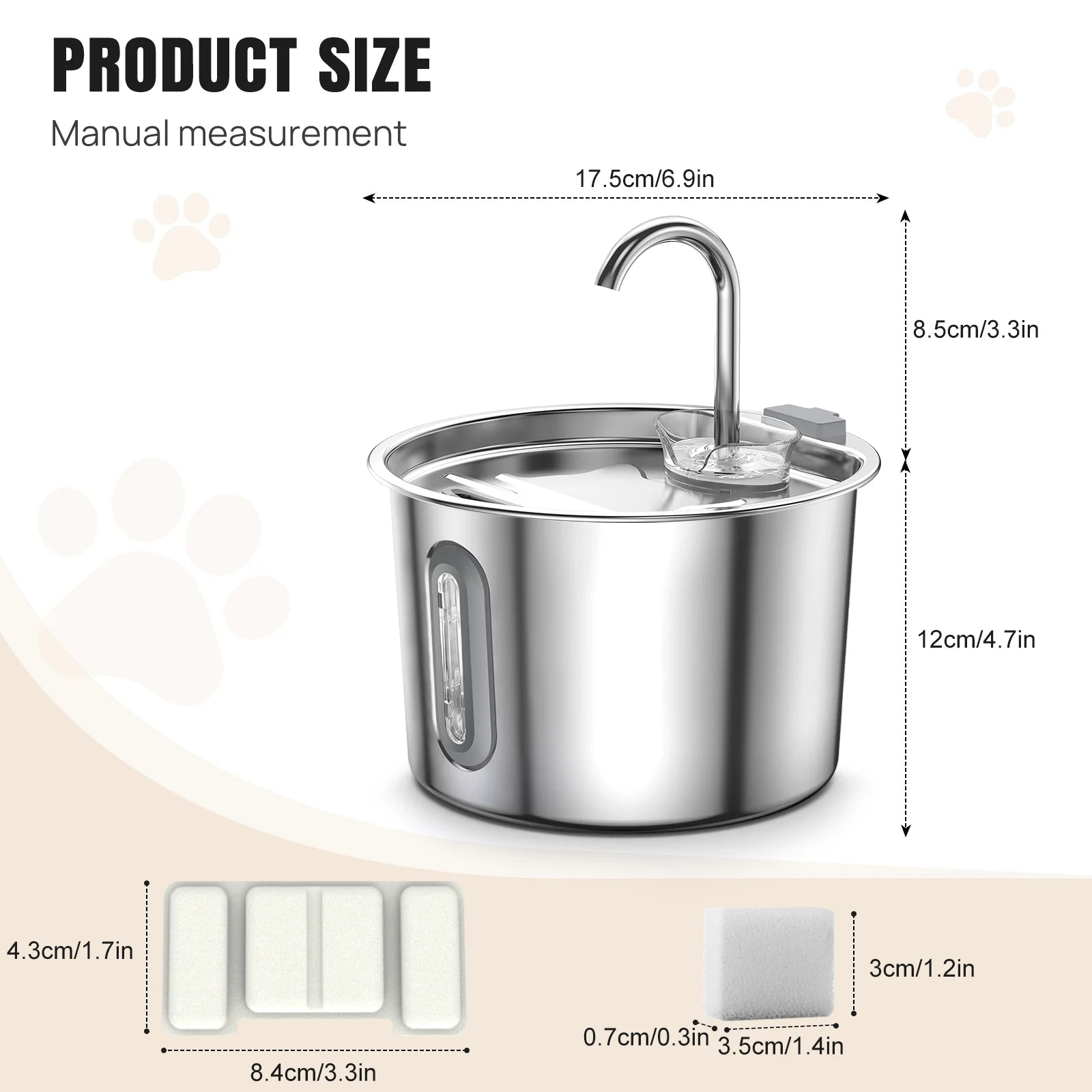 RestEase™ Stainless Steel Wired Pet Fountain 2.2L